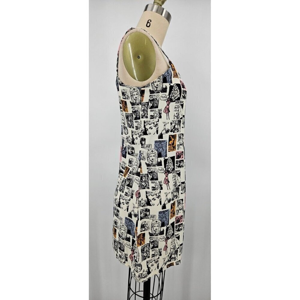 Reformation Comic Print Lindsay Mini Dress Womens 2 Sleeveless Pullover - Picture 4 of 8